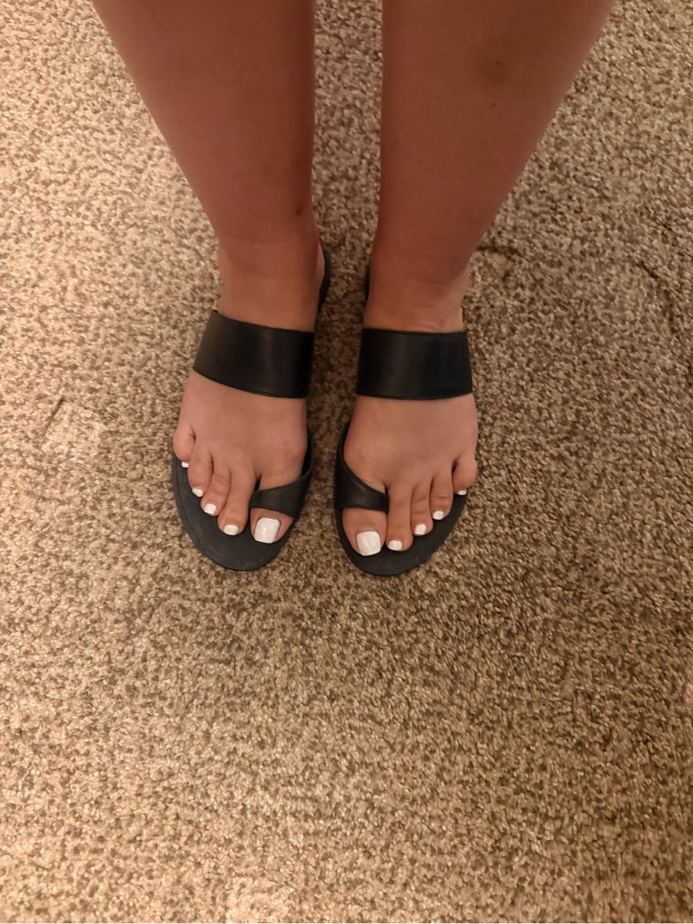 Banana Republic Black Two-strap Toe-loop Slide Sandals